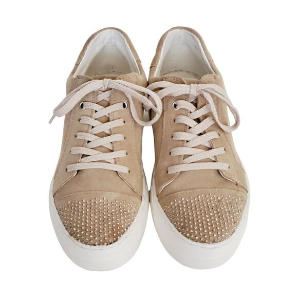 MARK Jenkins Dream Beige Suede Tie-Up Sneakers Size 8 - Picture 2 of 5